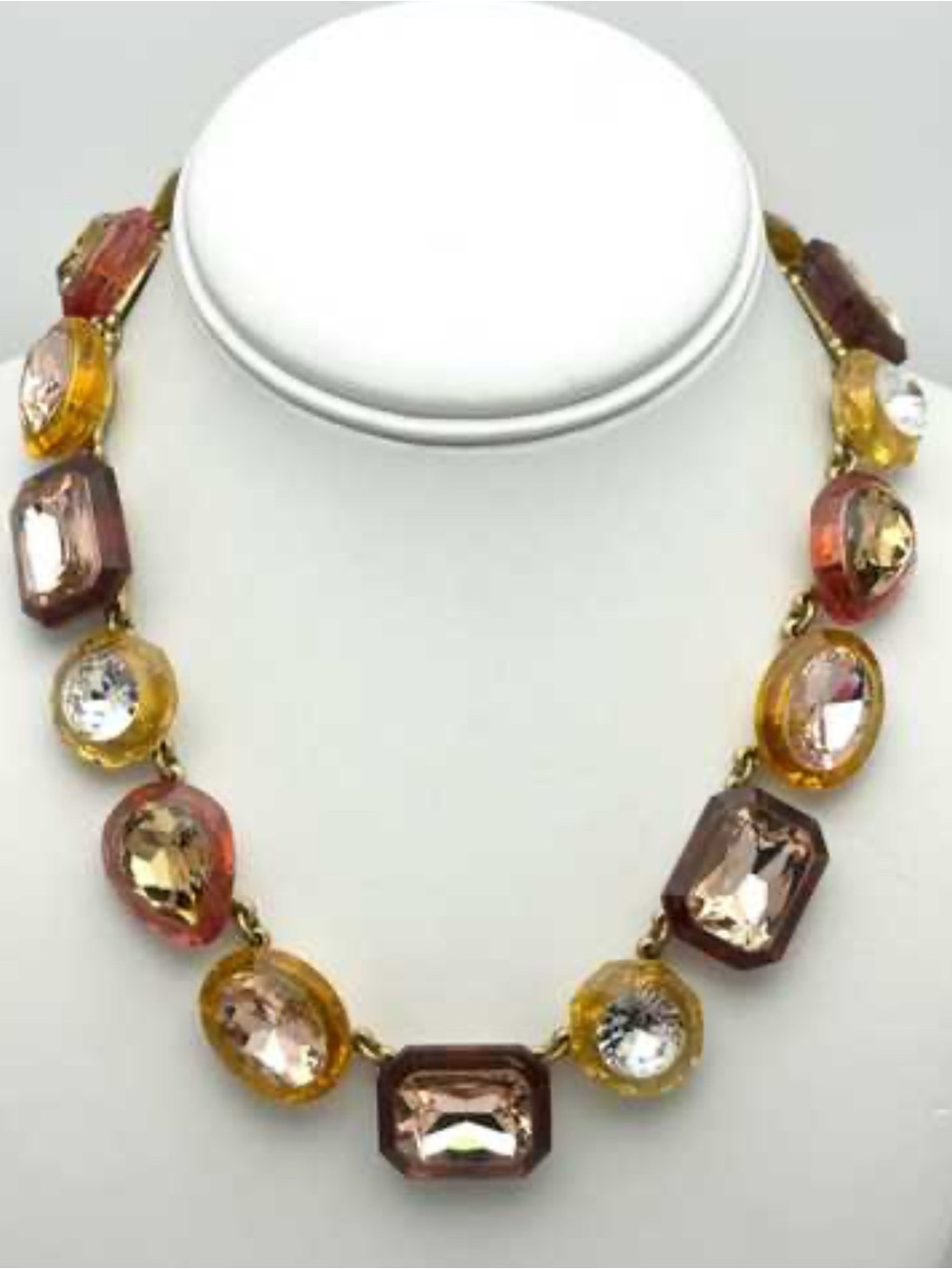 J.Crew Jewel Box Statement Necklace New With Tags Multi-Color Crystal Gold-Tone